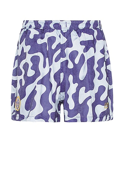 Lost Daze Camo Baggie Shorts In Blue & Light Blue