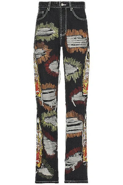 Who Decides War By Ev Bravado Mens Multi Faded-wash Graphic-print Regular-fit Straight-leg Jeans