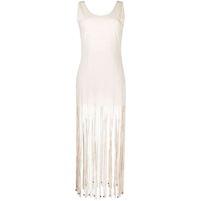 Alanui Fringed Sleeveless Maxi Dress In White