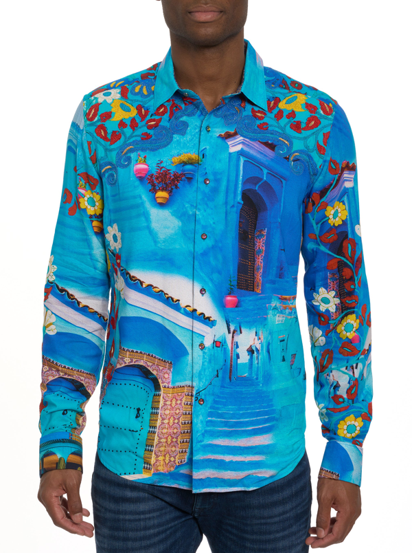 Robert Graham Men's Byzantine Long Sleeve Button-Down Shirt - Patterned Dress Shirt, 100% Cotton