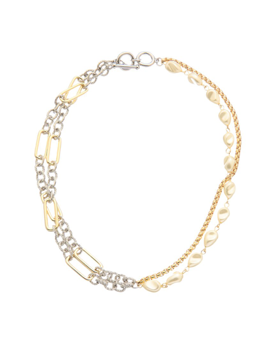 Juvell 18k Plated Pearl Link Necklace In Gold