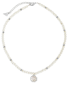 STERLING FOREVER STERLING FOREVER RHODIUM PLATED 4MM PEARL SELFINA CHOKER NECKLACE