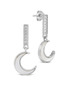 STERLING FOREVER RHODIUM PLATED PEARL CZ VALERIA DROP STUDS