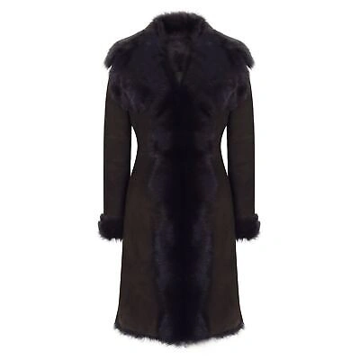 Pre-owned Infinity Brown Luxury 3/4 Length Ladies Suede Real Toscana Sheepskin Coat Tailored Fit
