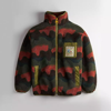 Coach Topia Loop Fleece Jacket With Wavy Print In Deep Orange/black Multi