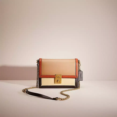 Coach Restored Hutton Shoulder Bag In Colorblock In Brass/taupe Ginger ...