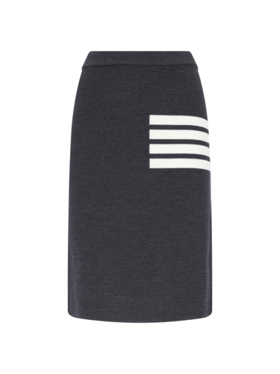 Thom Browne 4-bar Midi Skirt In Gray