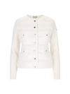 Moncler Quilted Front Cardigan In White