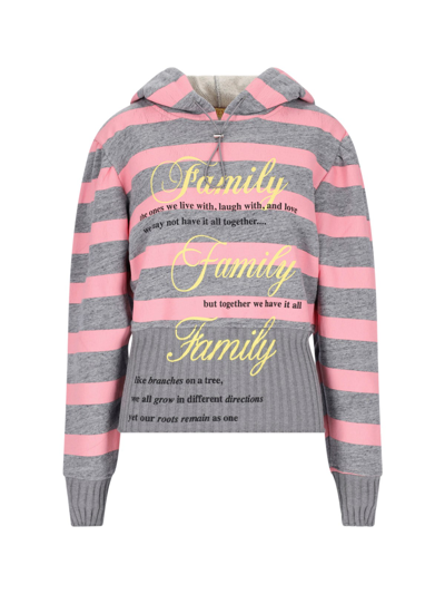Cormio Michelle Striped Cotton Hoodie In Grey
