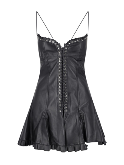 Ludovic De Saint Sernin Leather Corset Mini Dress In Black  