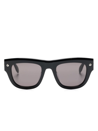 Alexander Mcqueen Logo Sunglasses In Black  