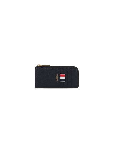 Thom Browne Zipped Logo Wallet In Black  