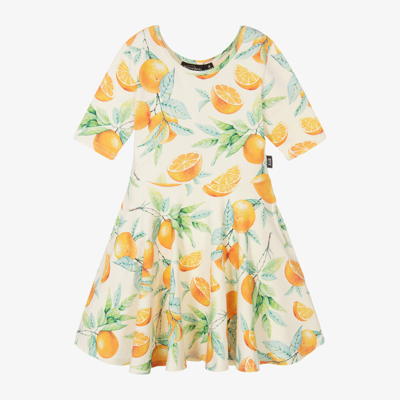 Rock Your Baby Babies' Girls Ivory Cotton Valencia Orange Dress