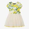 ROCK YOUR BABY GIRLS YELLOW COTTON & TULLE ROSE DRESS