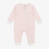 THE LITTLE TAILOR GIRLS PINK HARE PRINT COTTON JERSEY ROMPER
