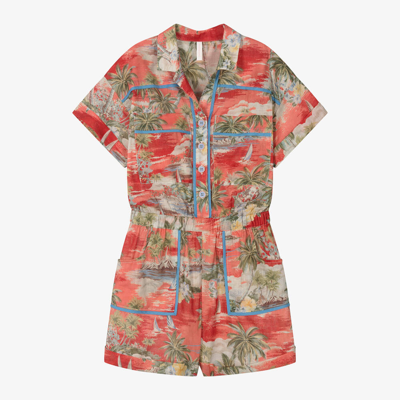 Zimmermann Teen Girls Red Cotton Floral Playsuit