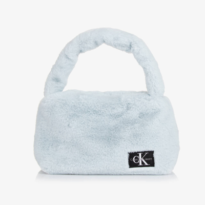 Calvin Klein Kids' Girls Blue Faux Fur Handbag (23cm)