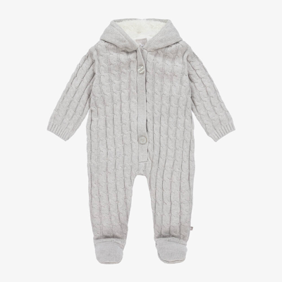 The Little Tailor Babies' Light Grey Cotton Knitted Pramsuit