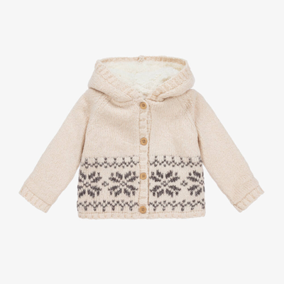 The Little Tailor Babies' Ivory Knitted Fair Isle Jacket