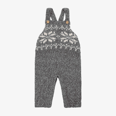 The Little Tailor Babies' Grey Knitted Fair Isle Dungarees