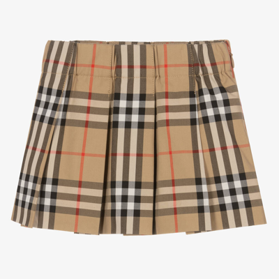 Burberry Baby Girls Beige Vintage Check Pleated Skirt