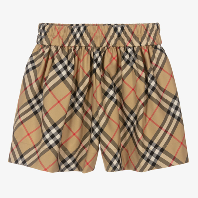 Burberry Babies' Girls Beige Vintage Check Cotton Shorts