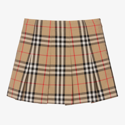 Burberry Babies' Girls Beige Vintage Check Pleated Skirt