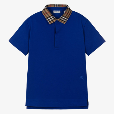 Burberry Teen Boys Blue Vintage Check Polo Shirt