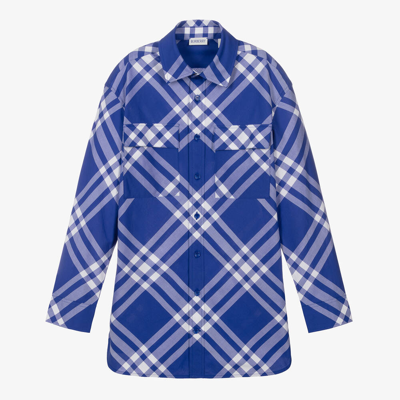 Burberry Teen Boys Blue Check Cotton Shirt