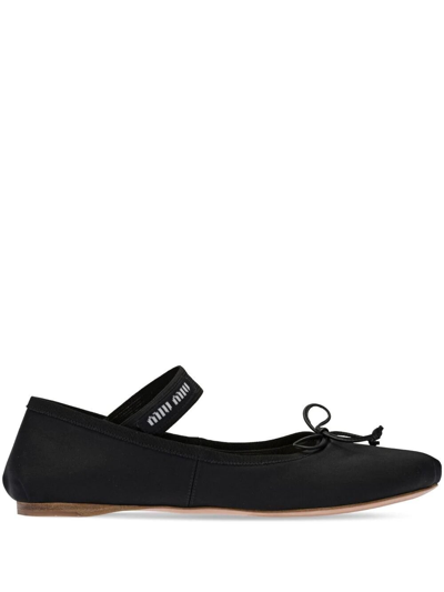 Miu Miu Satin Ballerinas In Black