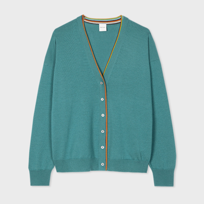 Paul Smith Womens Knitted Cardigan Button Thru In Teal