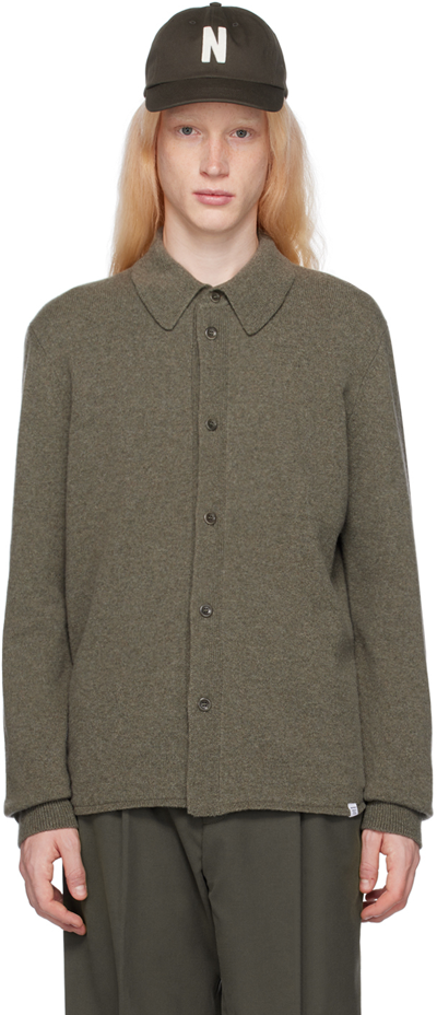 Norse Projects Martin Wool Cardigan In 8098 Ivy Green