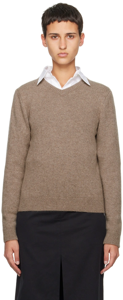 The Row Devyn Cashmere Sweater In Dirt Brown
