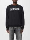 Just Cavalli Logo-embroidered Cotton Sweatshirt In Black