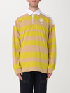 Wales Bonner Men's City Striped Long-sleeve Polo Shirt In Yellow