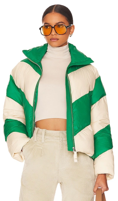 L'academie Wylee Puffer Jacket In Green,ivory