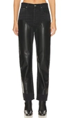 Agolde Ryder Straight-leg Leather Patch Jeans In Ink/detox