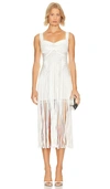 Simkhai Darby Sleeveless Sweetheart Fringe Midi Dress In Ivory
