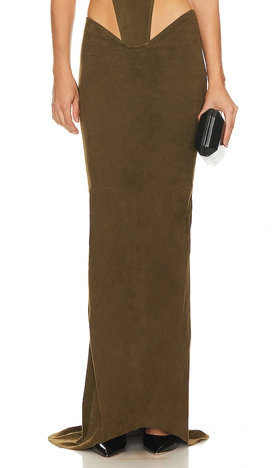 Laquan Smith Women's Chiffon Maxi Skirt In Olive
