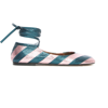 La Doublej Metallic Stripe Ballet Flats In Acquamarine