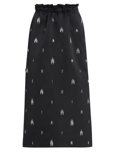 A.l.c Alexia Jewel-embellished Satin Midi Skirt In Black