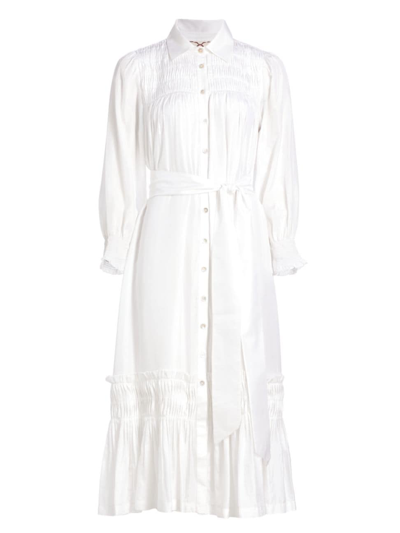 Figue Women's Hatfield Gathered Silk Midi-dress In White