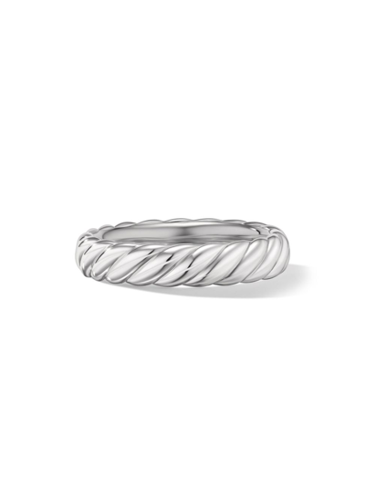 David Yurman 18kt White Gold Sculpted Cable Band Ring In 05 No Stone