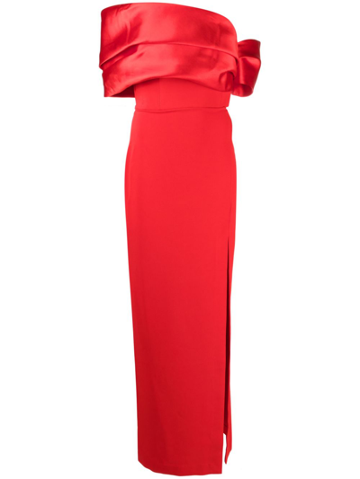 Solace London Alexis Off-shoulder Gown In Red