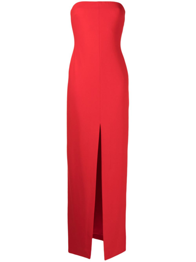 SOLACE LONDON RED BYSHA STRAPLESS GOWN