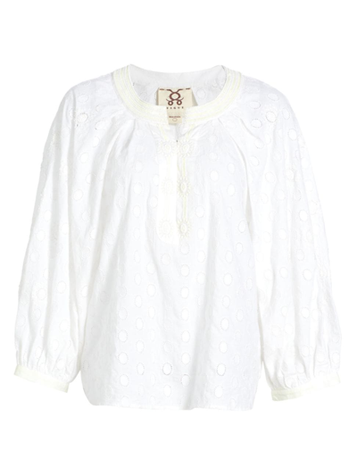 FIGUE WOMEN'S CRISTINA EMBROIDERED COTTON BLOUSE