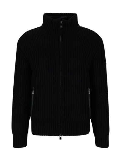 Hugo Boss Relaxed-fit Cardigan In Virgin Wool With Chunky Structure In Black