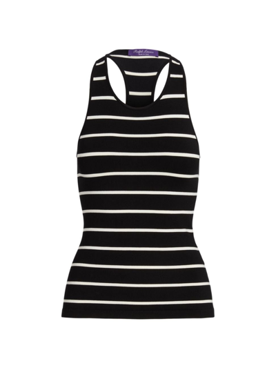 Ralph Lauren Silk-plaited Jersey Jumper Tank Top In Black/lux Cream