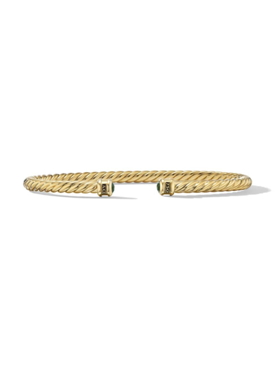 David Yurman Men's Cablespira Cuff Bracelet In 18k Yellow Gold In Nephrite Jade