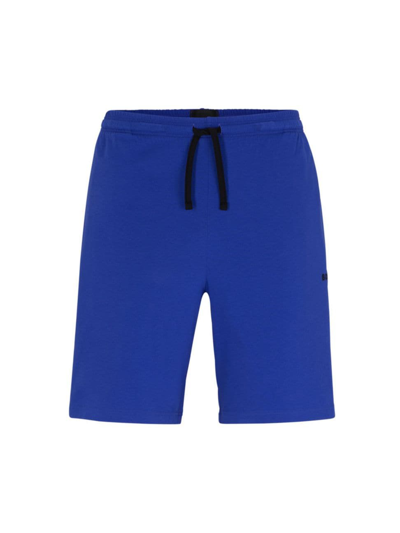 Hugo Boss Stretch-cotton Shorts With Embroidered Logo In Blue